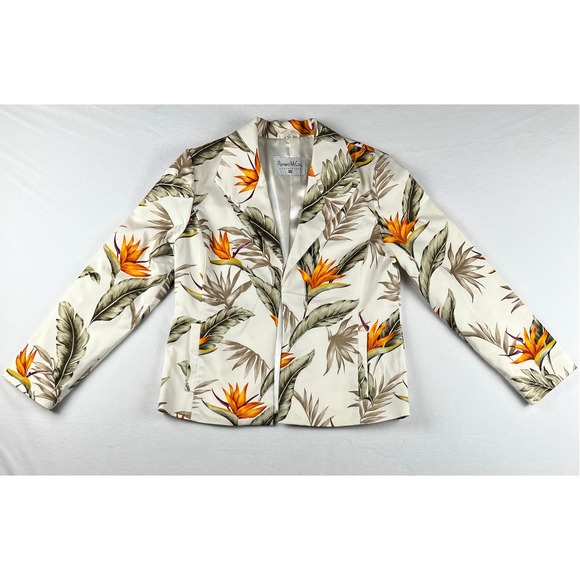 Vintage Pamela McCoy Tropical Blazer Statement Jacket Medium Resort Vacationwear - Picture 1 of 8